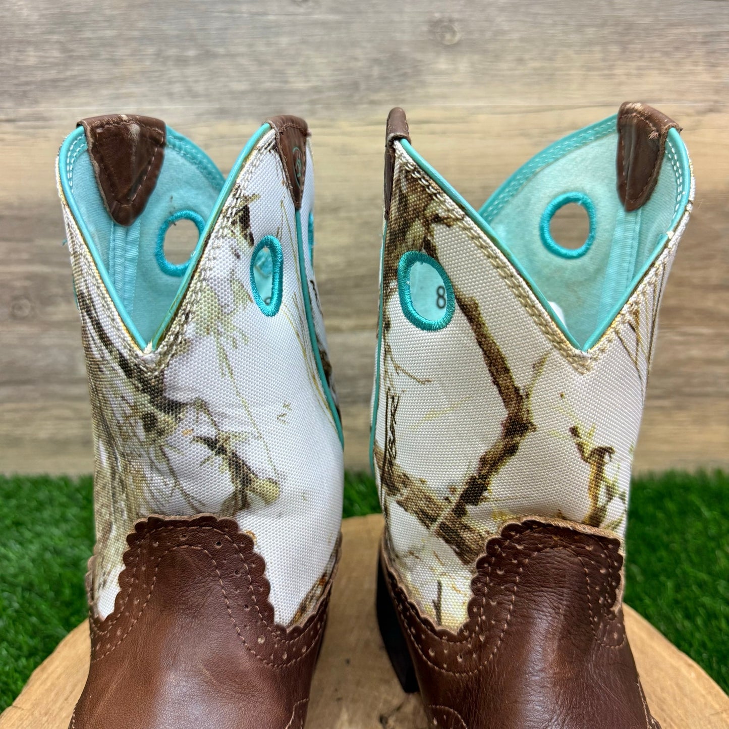 Ariat Women - Size 10.5B - Brown / White Camo Fatbaby Cowboy Boots 10009503