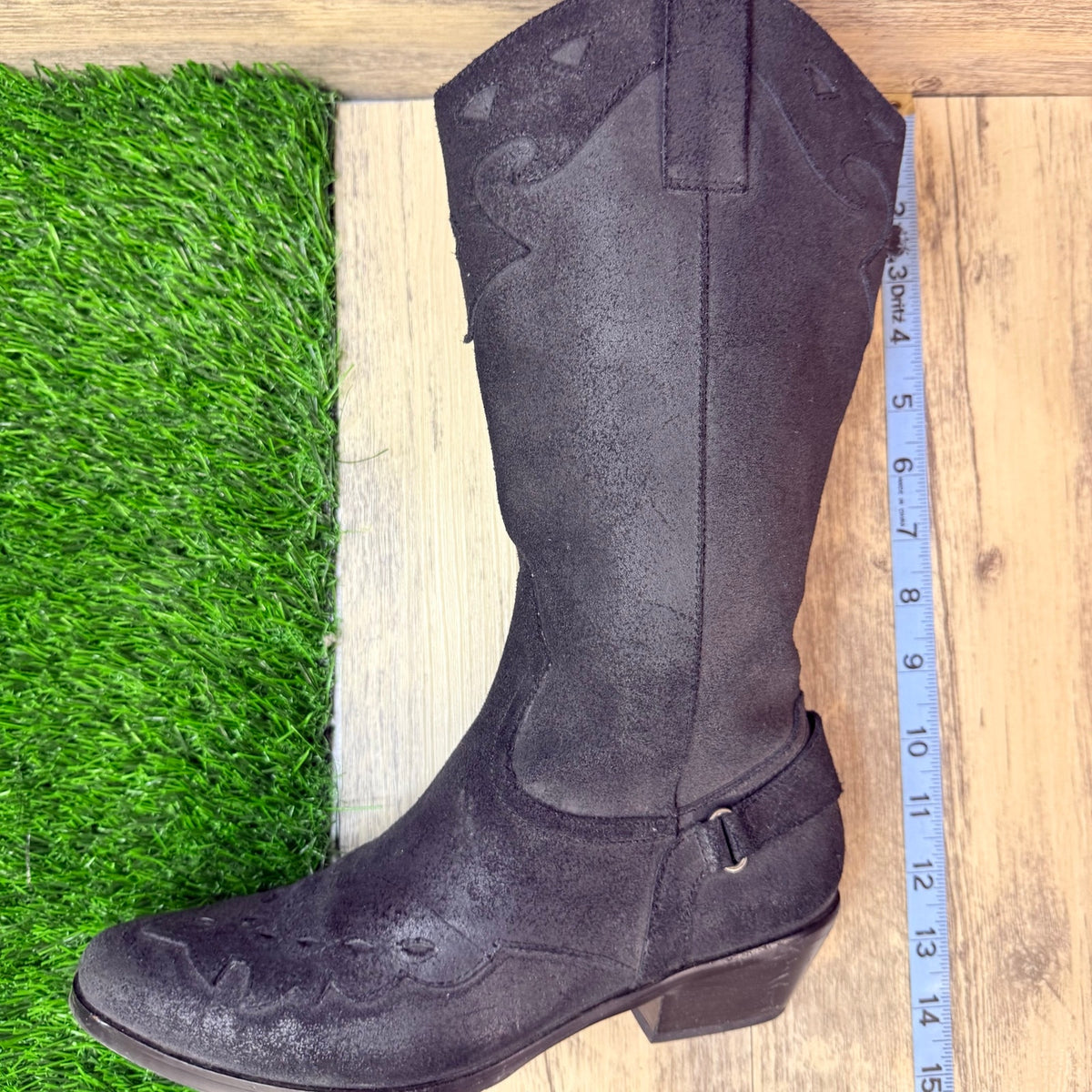 Reba Women - Size 6.5M - Black Tonal Embroidery Western Cowboy Boots Lance