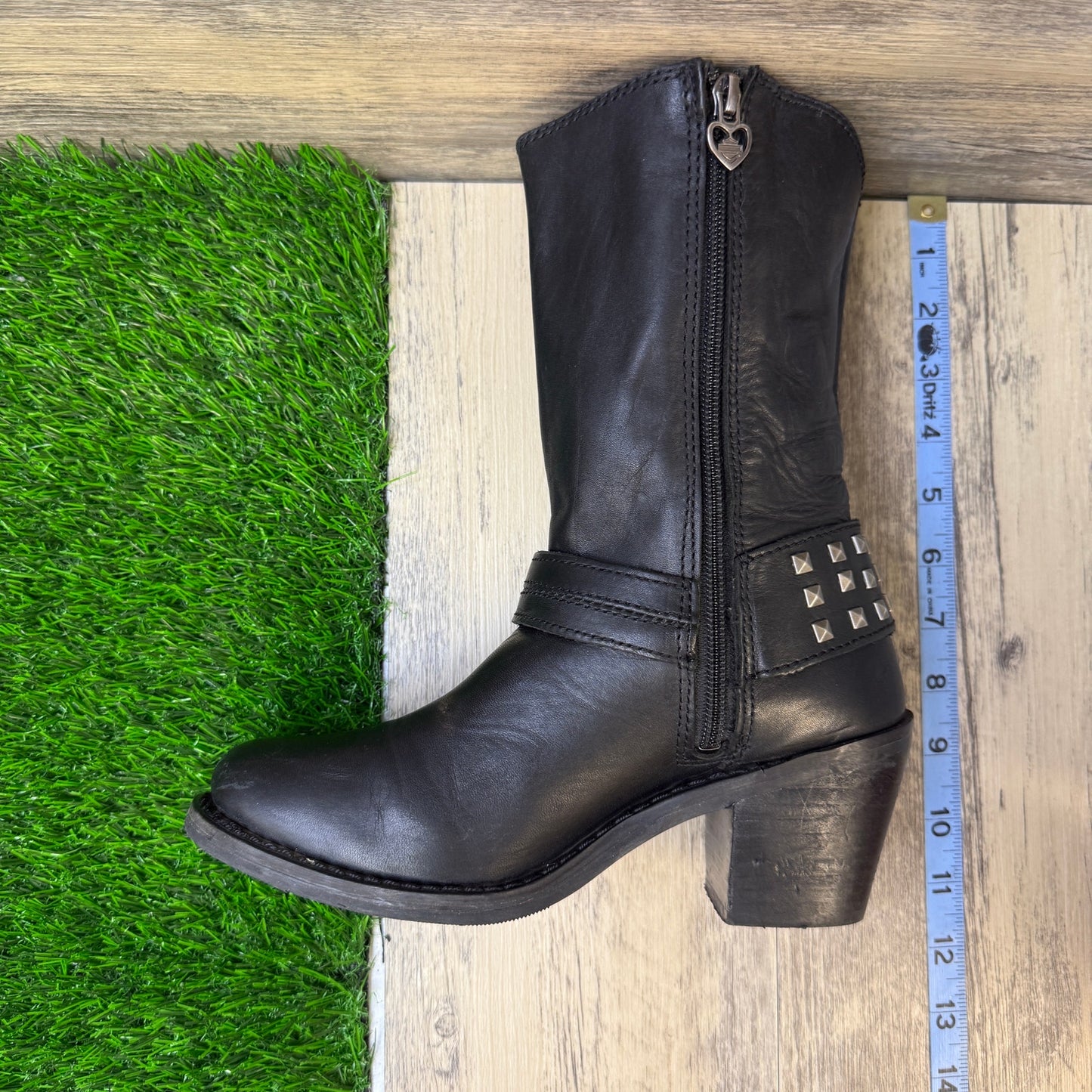 Harley Davidson Women - Size 6 - Black Harness Zipper Boots Style 85161