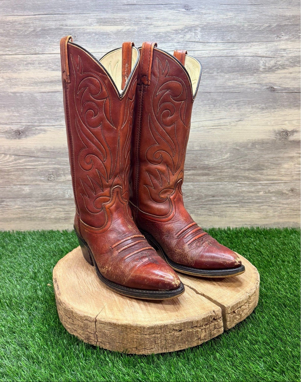 Dingo Men - Size 7.5D - Women 8.5 - Vintahe Copper Flame Cowboy Boots 7779