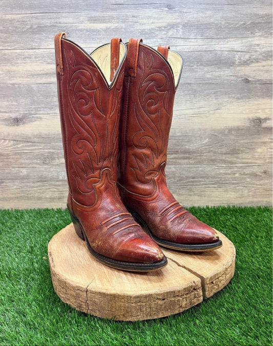 Dingo Men - Size 7.5D - Women 8.5 - Vintahe Copper Flame Cowboy Boots 7779