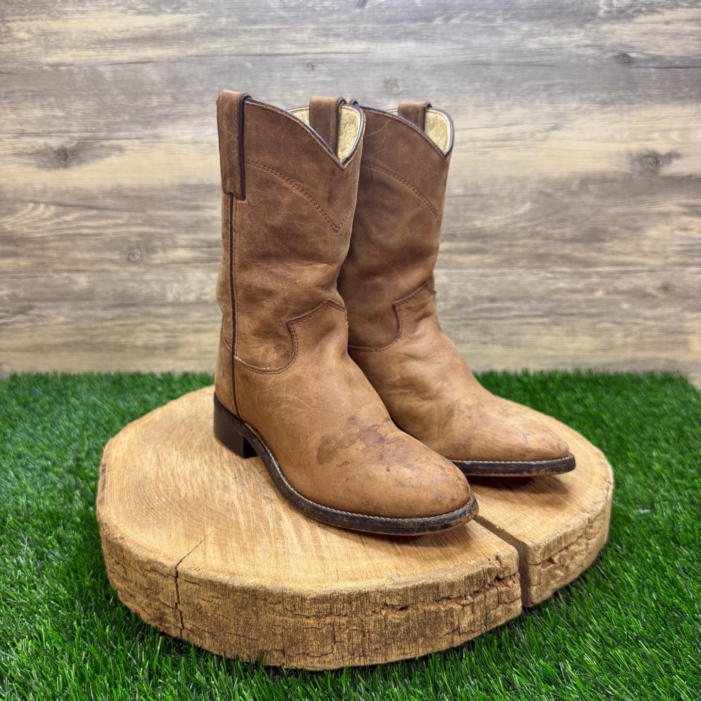 Justin Youth - Size 1D - Brown Western Cowboy Boots Style 3410Y