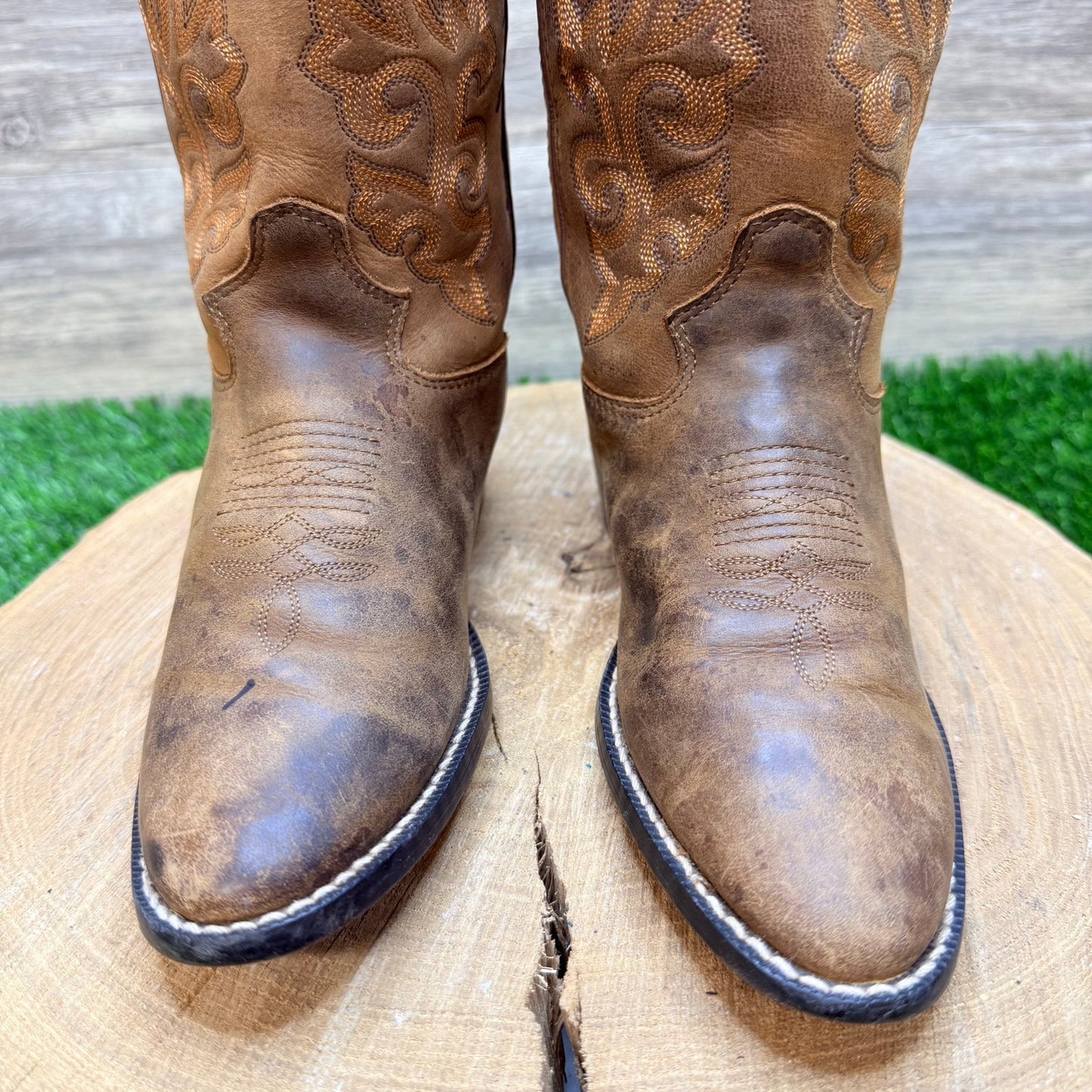 Justin Youth - Size 1D - Tan Cowboy Boots 2253Y