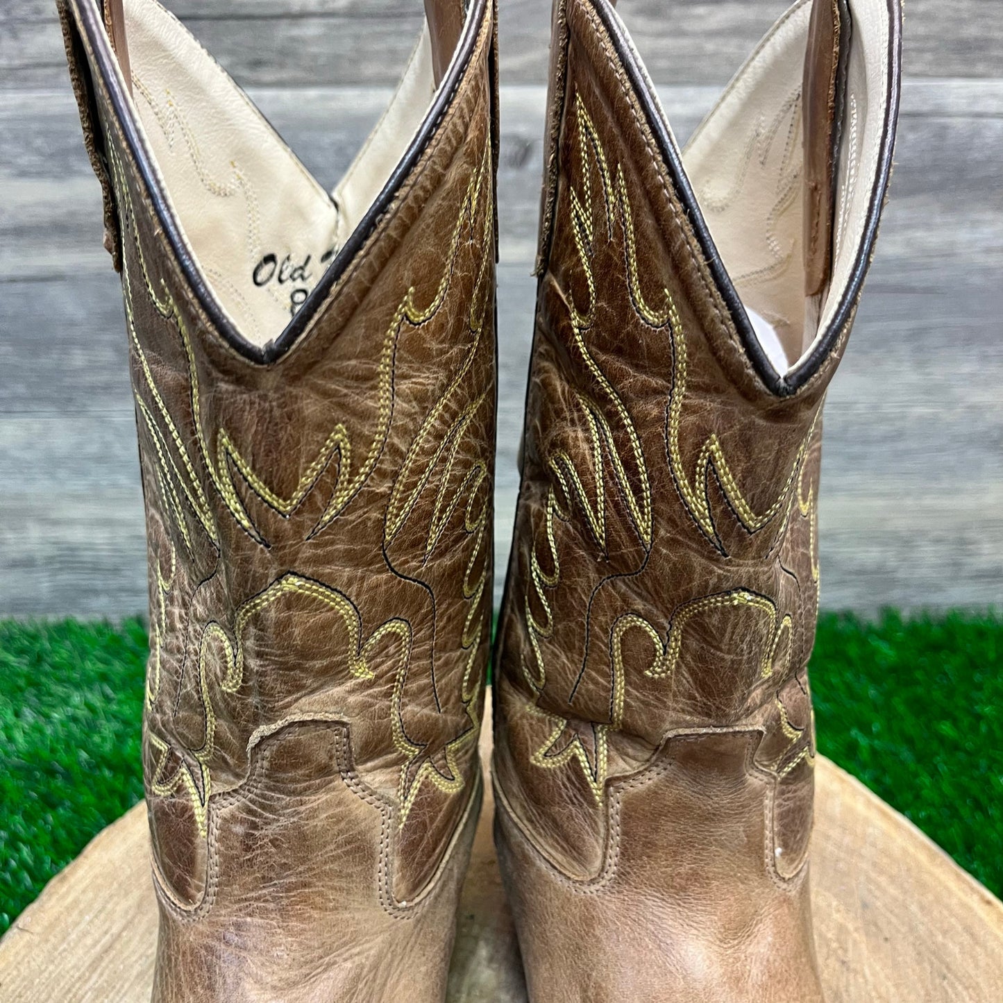 Old West Youth - Size 2.5 - Tan Cowboy Boots Style 8129