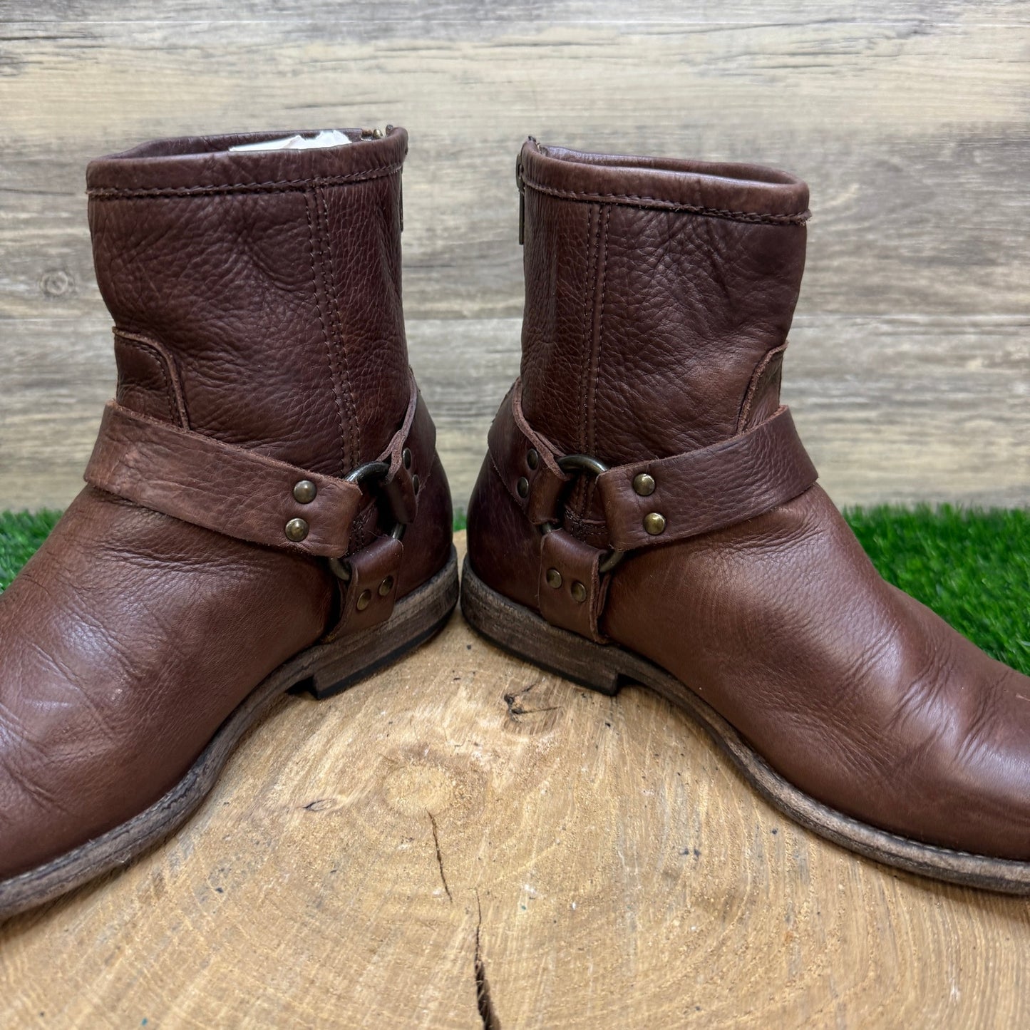 Frye Women - Size 7.5B - Chocolate Phillip Harness Ankle Boots 76870
