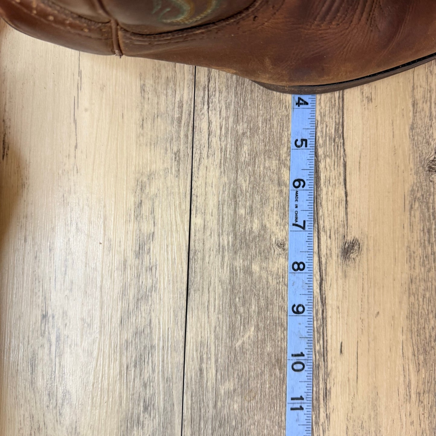 Justin Women - Size 6.5B - Brown / Green Stampede Square Cowboy Boots L2552