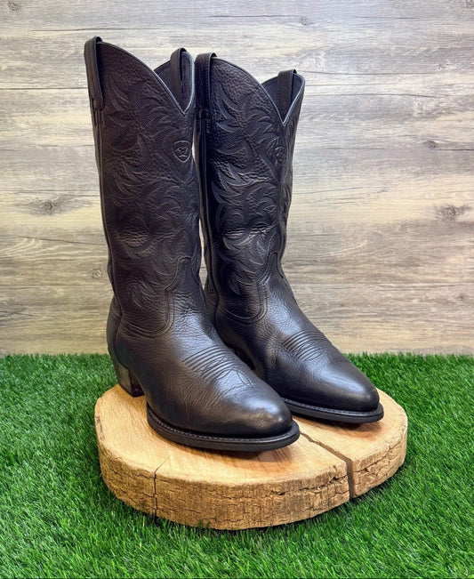 Ariat Men - Size 11.5EE - Black Heritage Deerskin Cowboy Boots 10002218