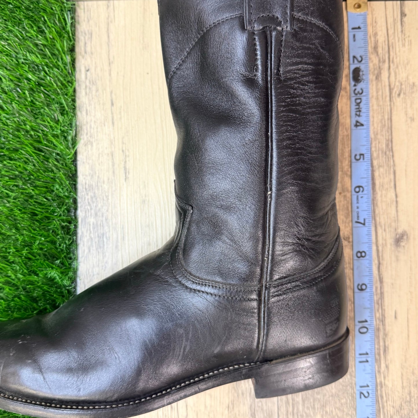 Justin Women - Size 7C - Vintage Black Roper Western Cowboy Boots Style L3703