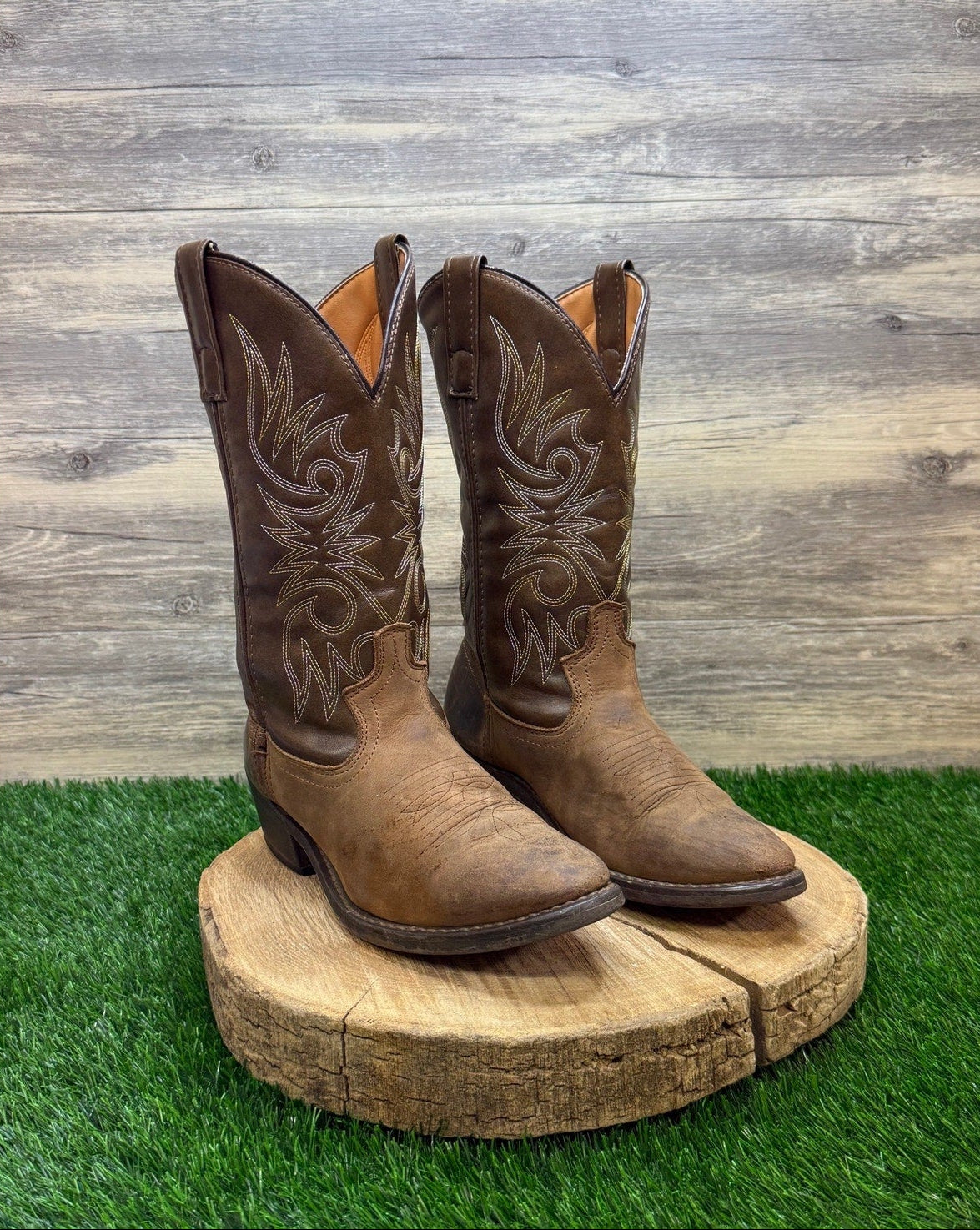 Shoe Department Men - Size 7.5D - Two Tone Brown Western Cowboy Boots 05168