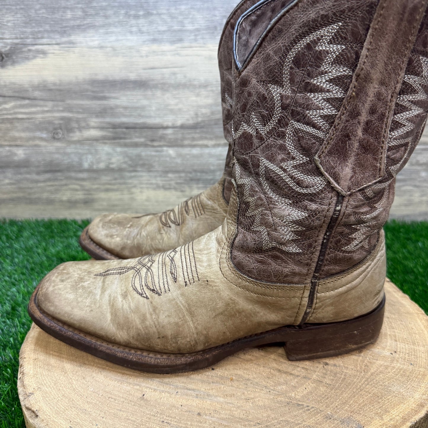 Texas Legacy Youth - Size 7 - Two Tone Brown Square Toe Cowboy Boots