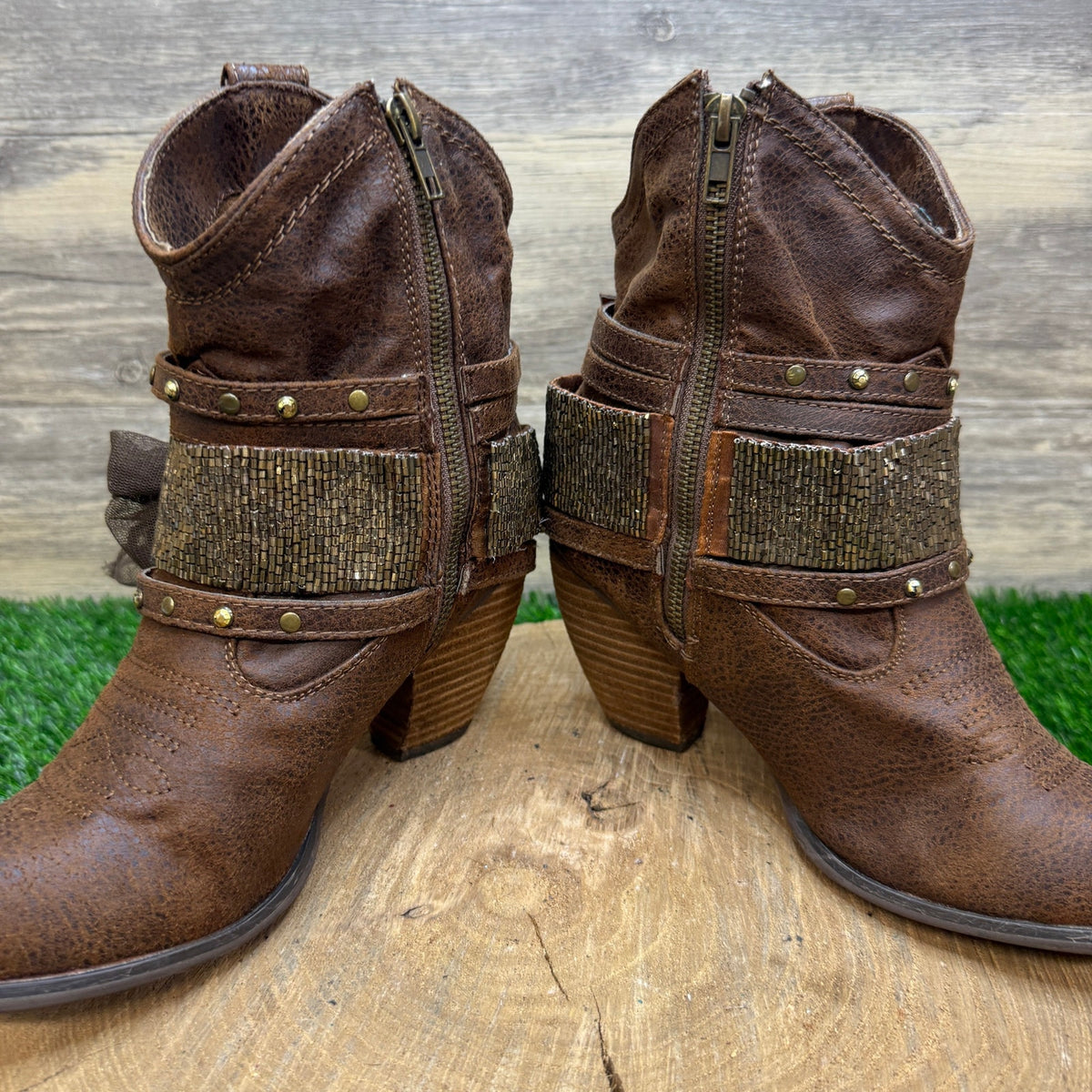 Not Rated Women - Size 8 - Brown Faux Suede Zipper Ankle Boots Style 52251