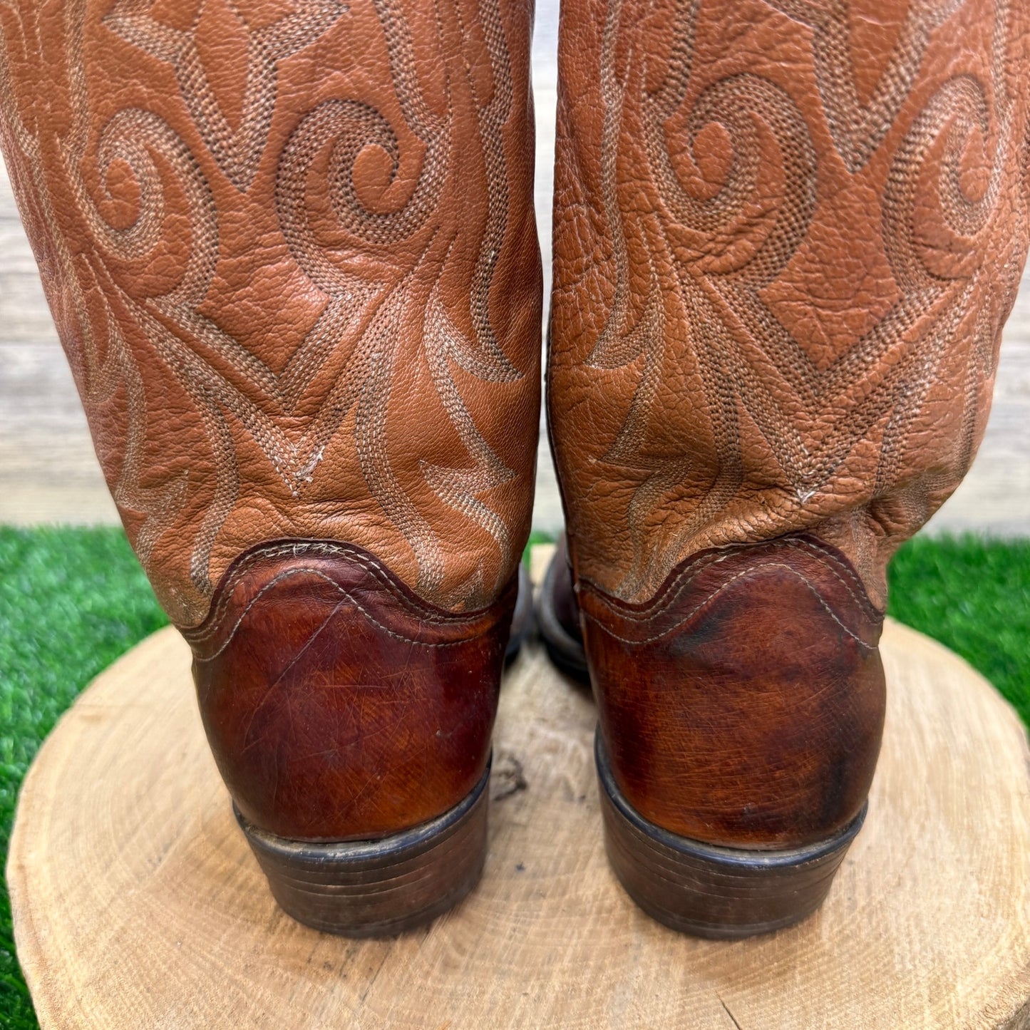 Dan Post Men - Size 8EW - Vintage Tan Smooth Ostrich Western Cowboy Boots P2889