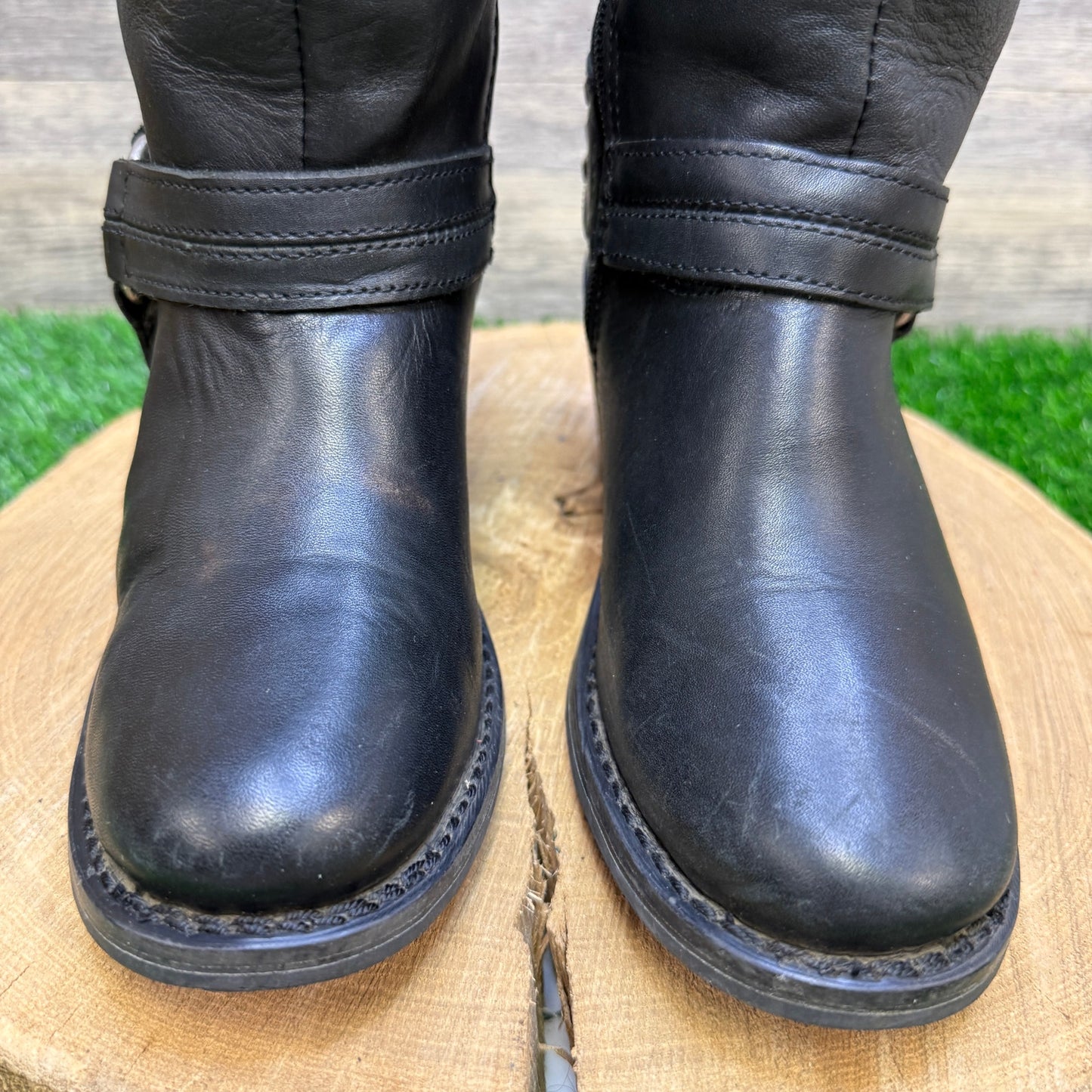 Harley Davidson Women - Size 6 - Black Harness Zipper Boots Style 85161