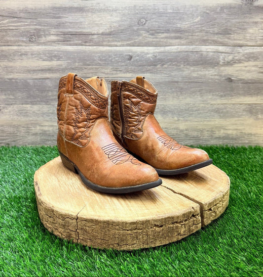 Rodeo Ropers Youth - Size 3M - Tan Ankle Zipper Faux Boots Jessie