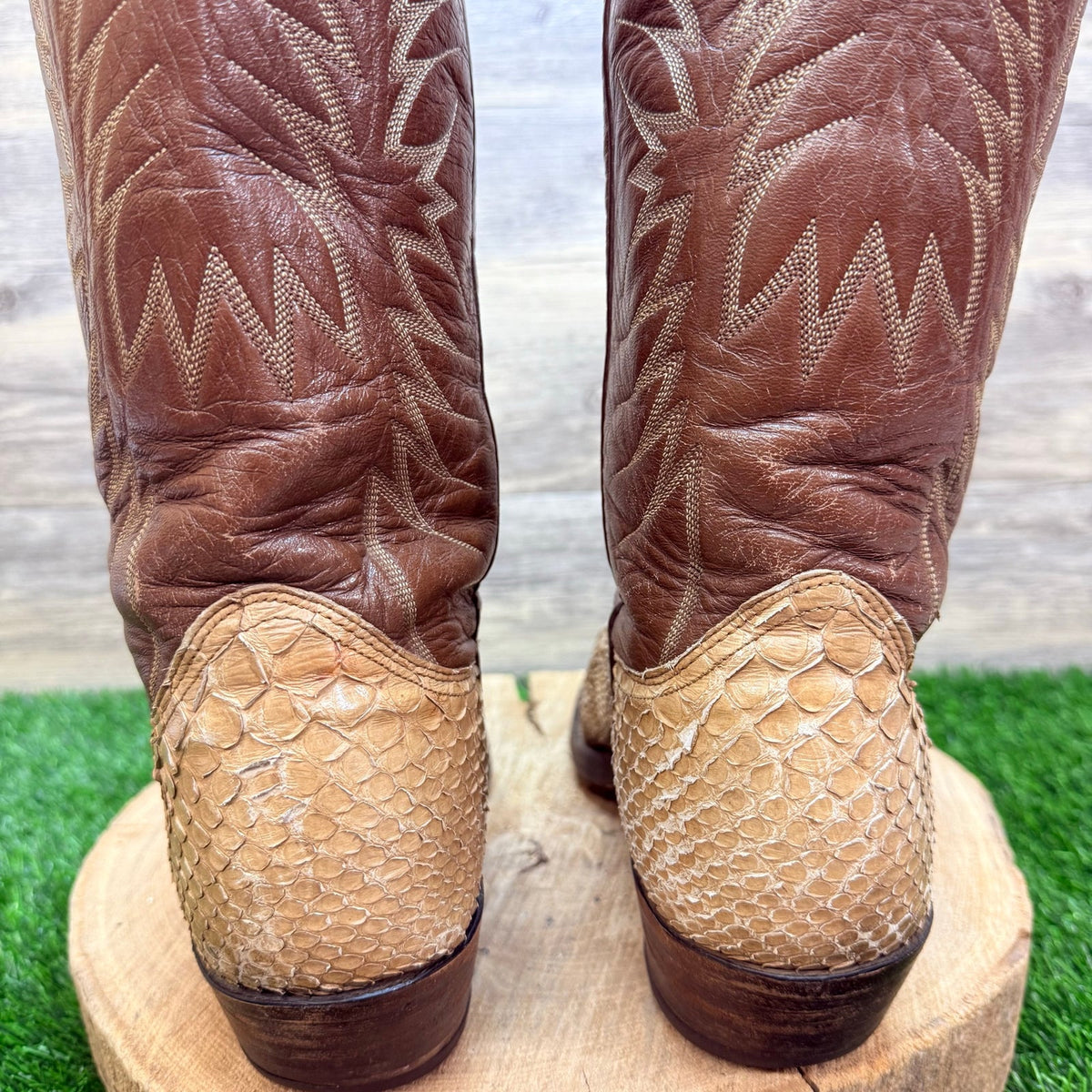 Nocona Men - Size 12B - Tan / Brown Python Snake Western Cowboy Boots 2717C