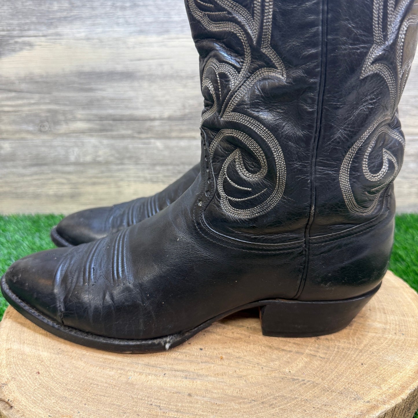 Hondo Boots Men - Size 10D - Vintage Black Western Cowboy Boots Style 90544
