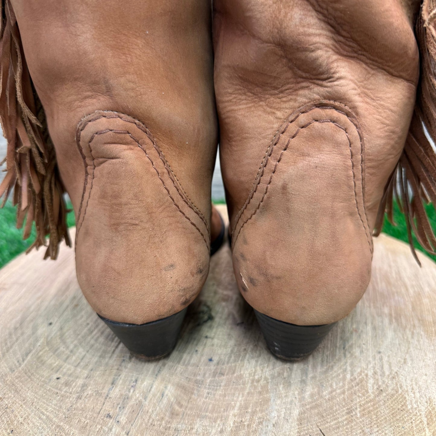 Poppies Women - Size 6.5 - Vintage Tan Fringe Suede Boots