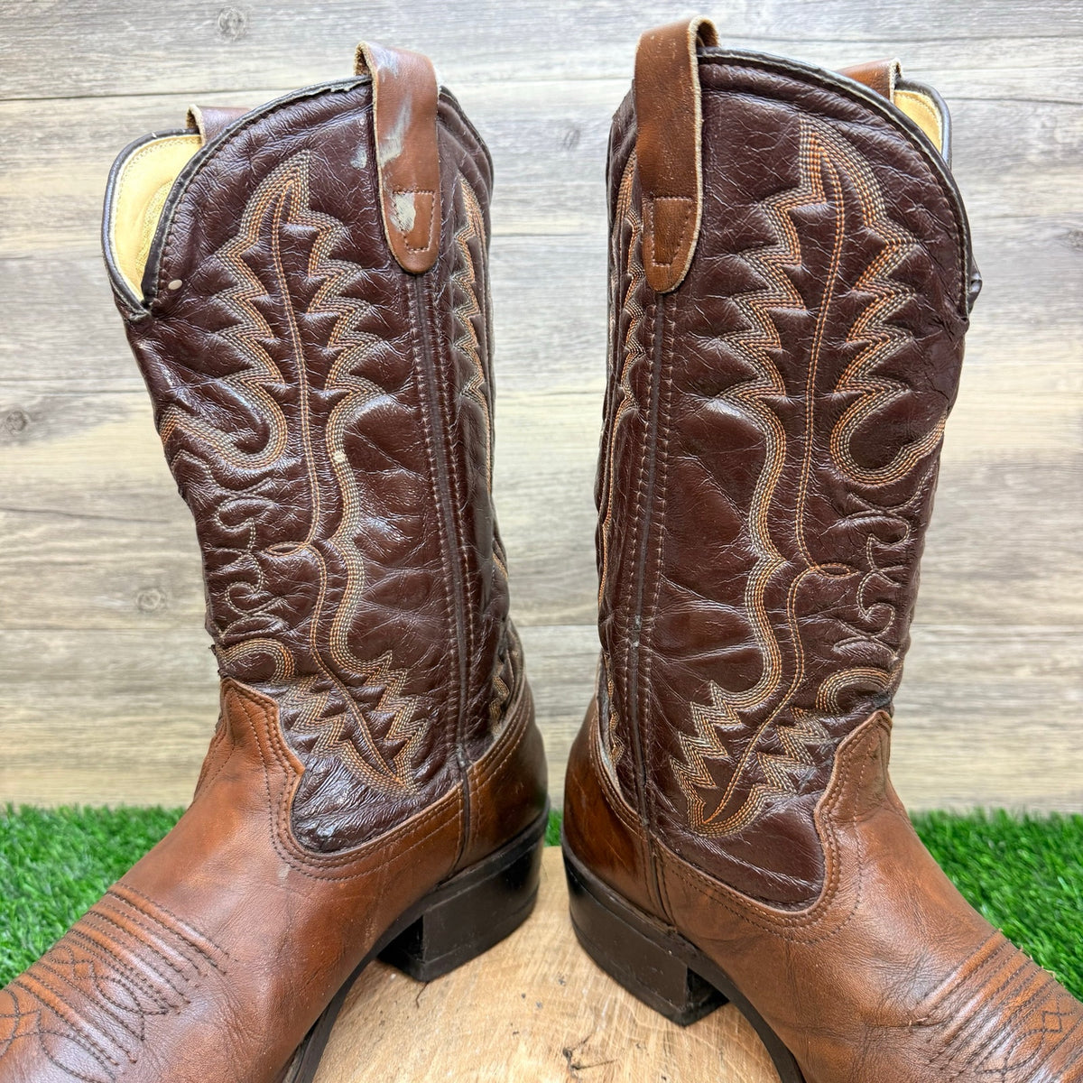 Iron Age Men - Size 10 - Vintage Brown Steel Toe Cowboy Boots K7395320