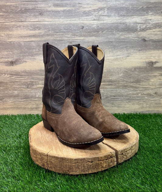 Masterson Youth - Size 5D - Tan/Black Suede Cowboy Boots Style RB2003Y