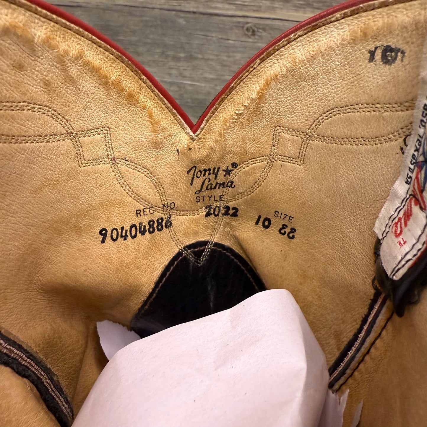 Tony Lama Men - Size 10EE - Black Bullhide Red Stitch Cowboy Boots Style 2022