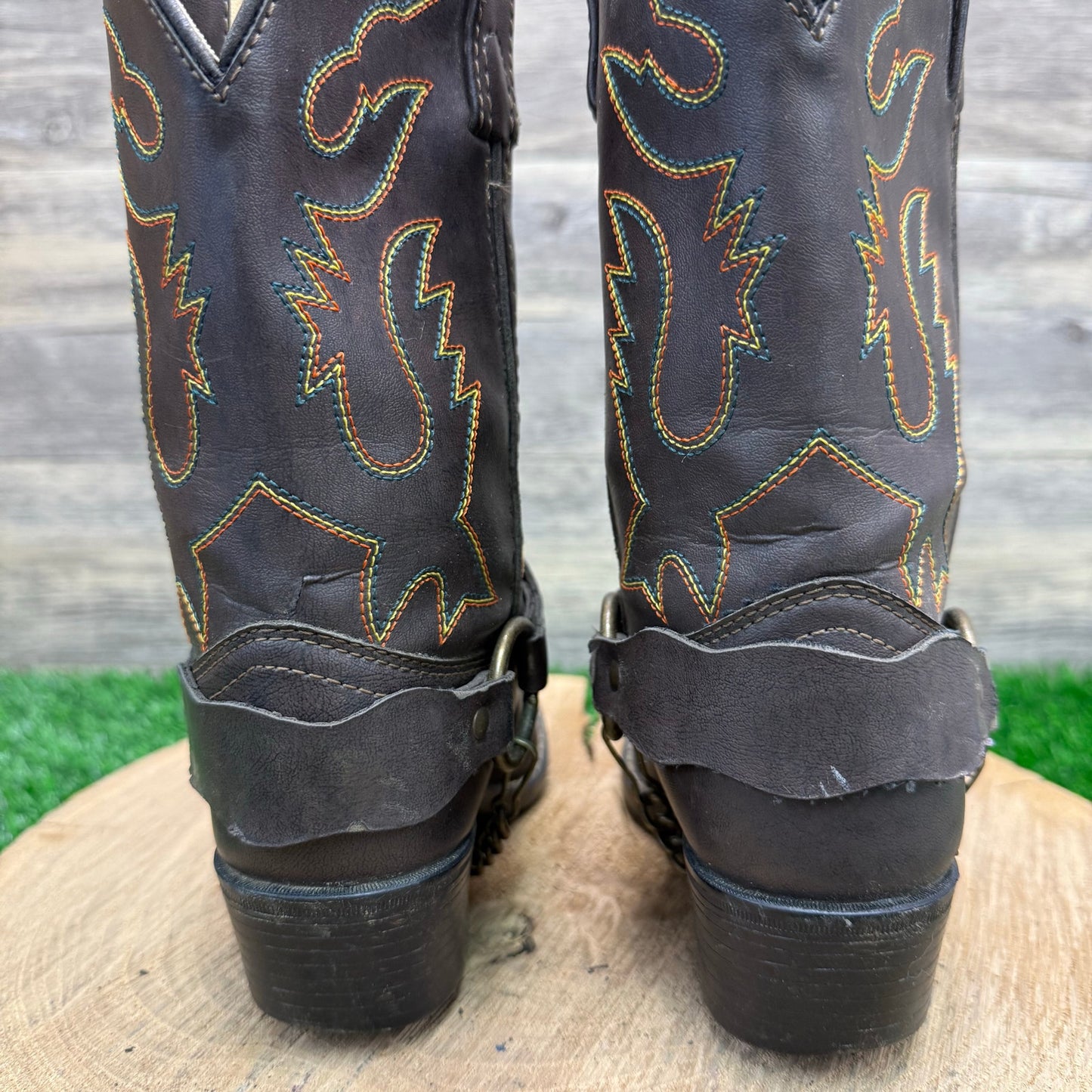 Smoky Mountain Youth - Size 1.5D - Dark Brown Harness Faux Leather Cowboys Boots 1064C