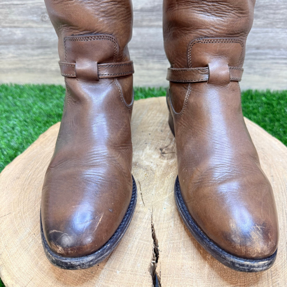 Frye Women - Size 7B - Brown Lindsay Plate Riding Boots 76976