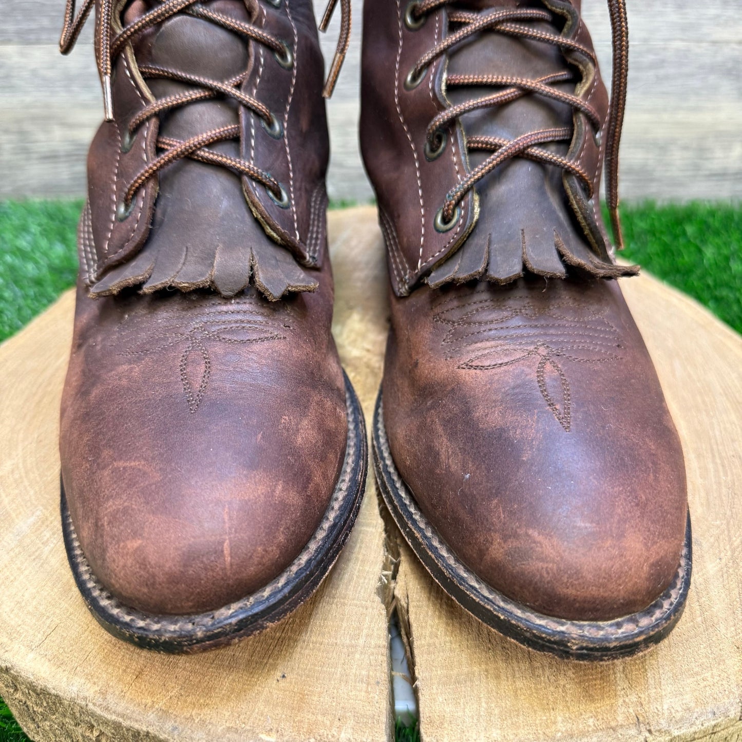 Unknown Men - Size 10.5D - Vintage Brown Lace Up Cowboy Boots Style 6020