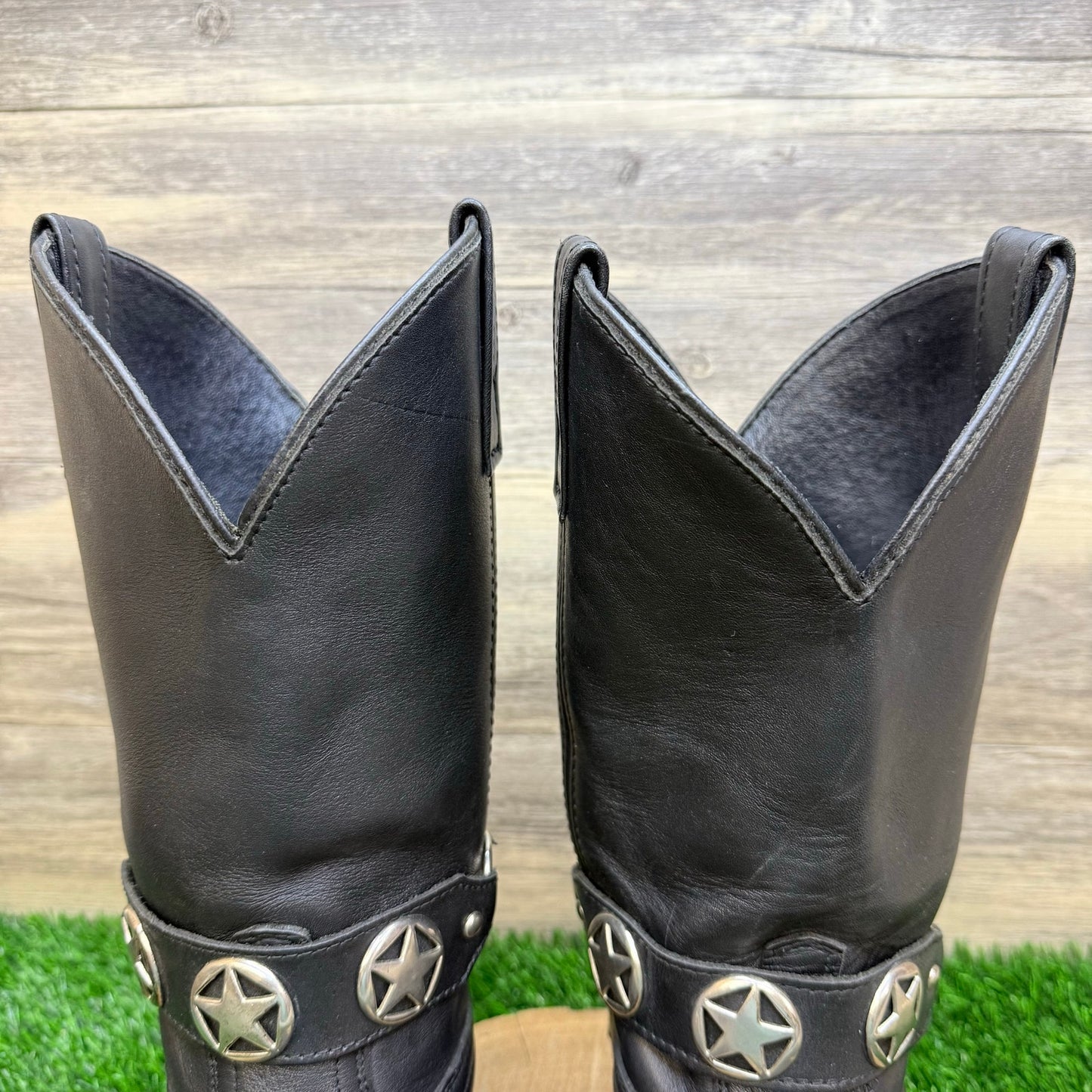 Masterson Men - Size 10.5EW - Black Harness Toe Plate Cowboy Boots RB919