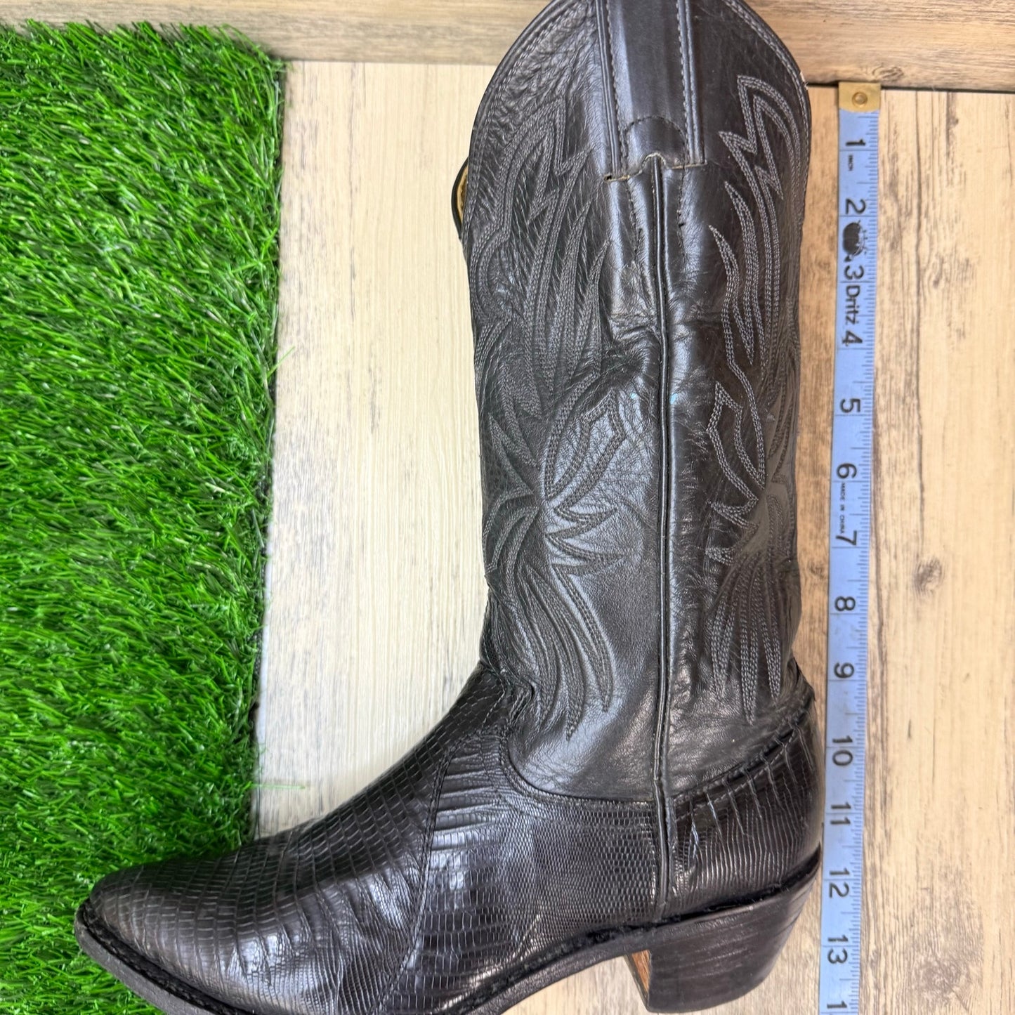 Justin Women - Size 5.5B - Vintage Black Lizard Western Cowboy Boots L4705