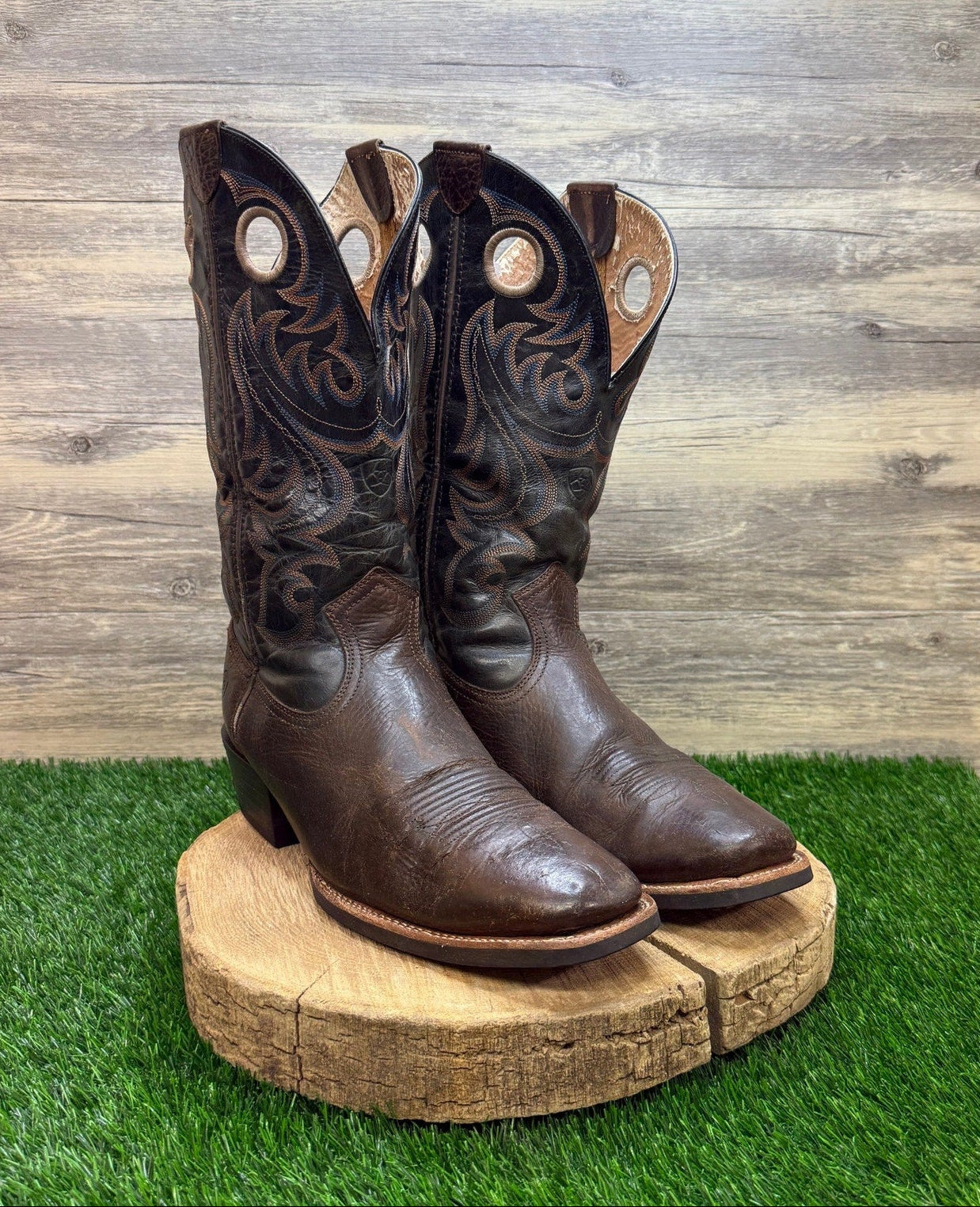 Ariat Men - Size 11.5D - Black/Brown Square Toe Western Cowboy Boots 10015314