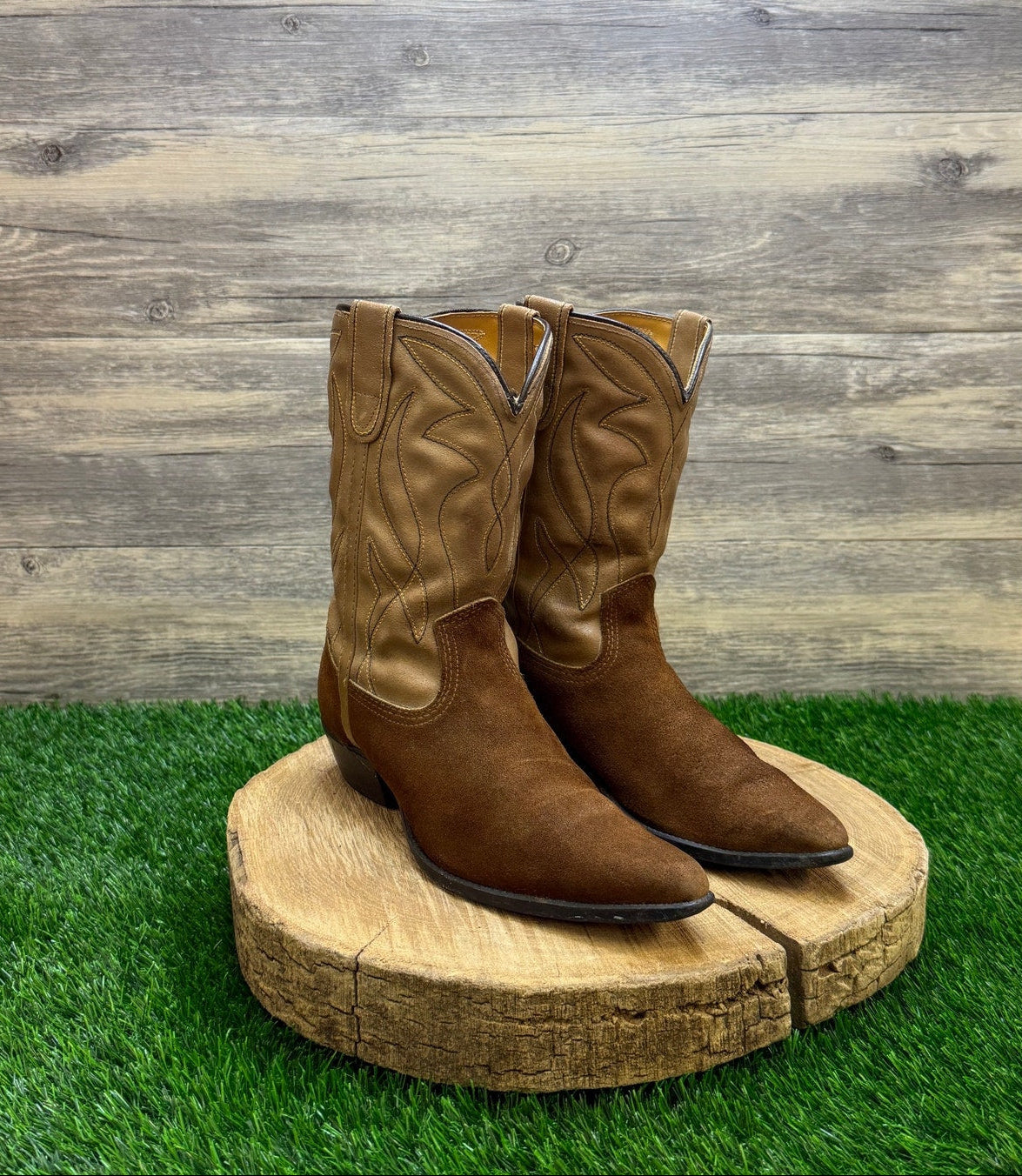 Unknown Youth - Size 5 - Vintage Tan Suede Cowboy Boots