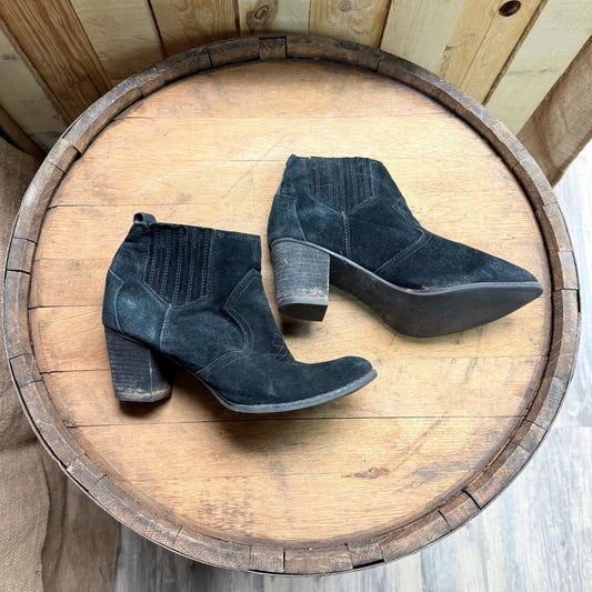 Fortini Women - Size 9 - Black Suede Heeled Ankle Boots Chesney