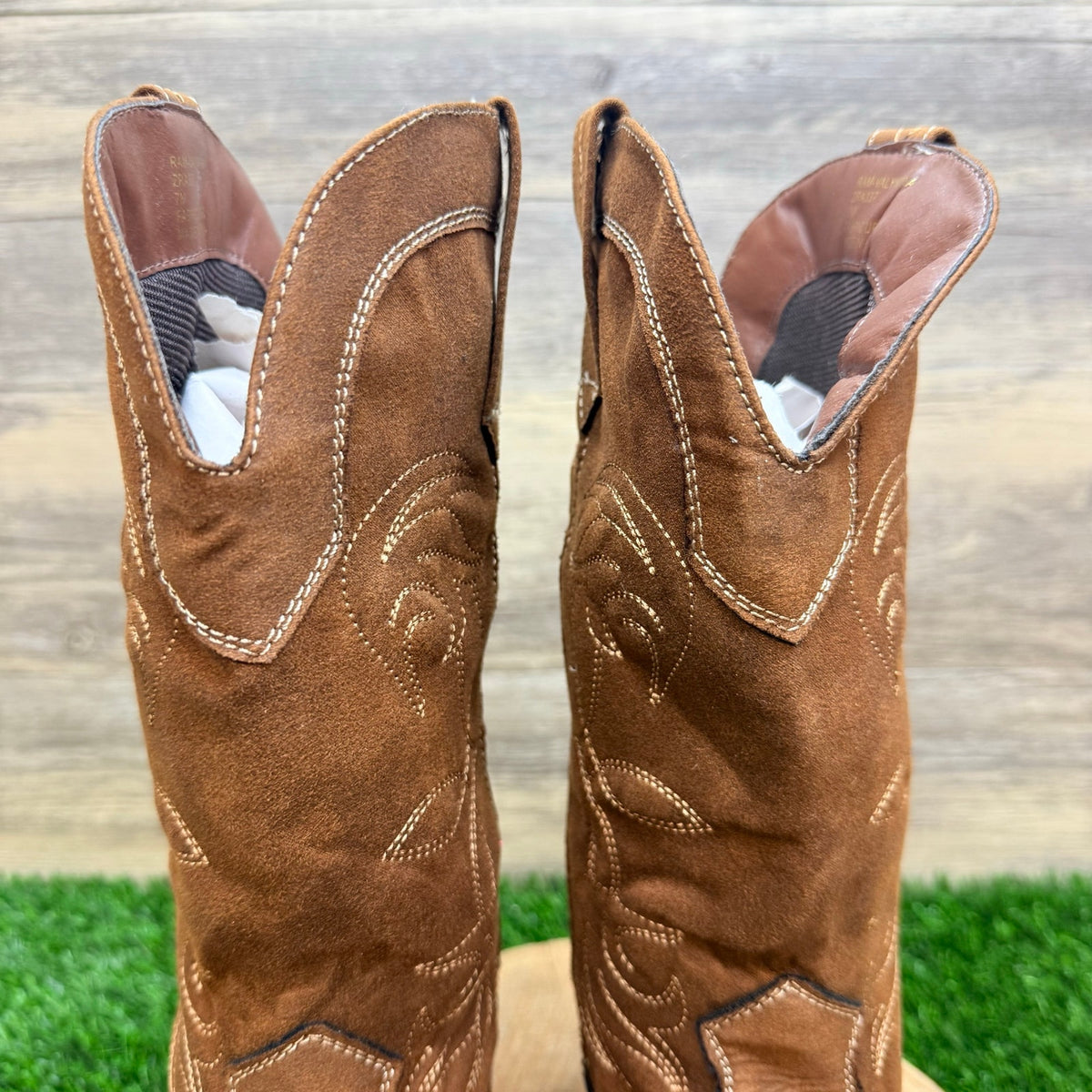 Rampage Women - Size 7M - Brown Soft Faux Leather Cowboy Boots Valyntina
