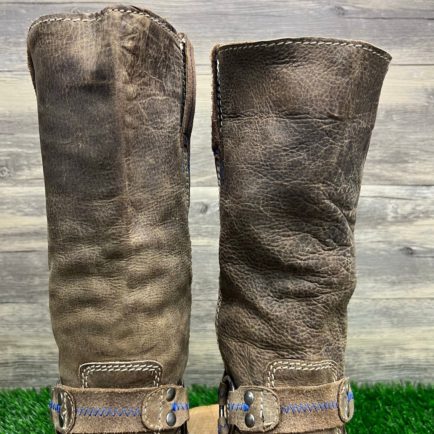 BedStu Women - Size 6.5 - Brown Harness Tall Square Toe Cowboy Boots
