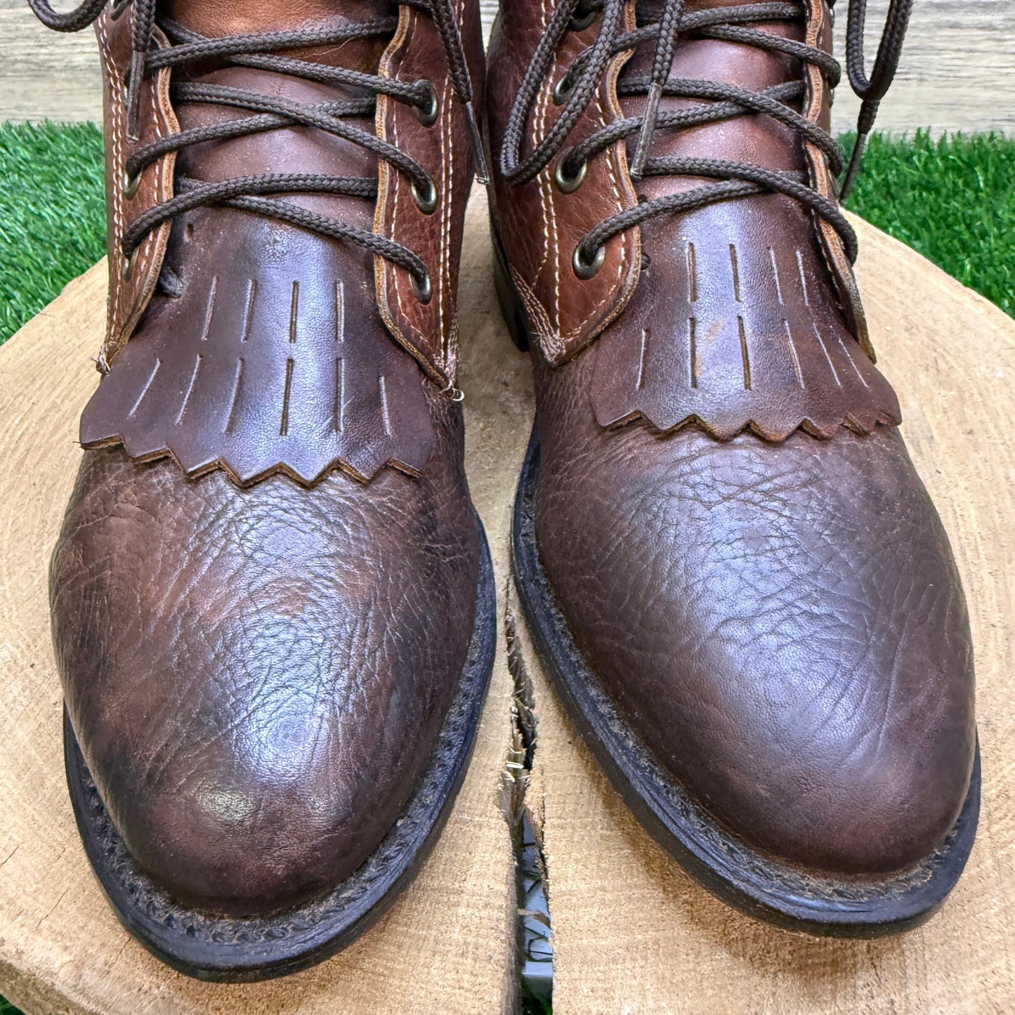 Boulet Women - Size 7C - Chocolate Lace Up Cowboy Boots Style 6124