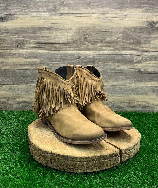 Liberty Black Women - Size 10 - Tan Fringe Ankle Cowboy Boots Style LB711312