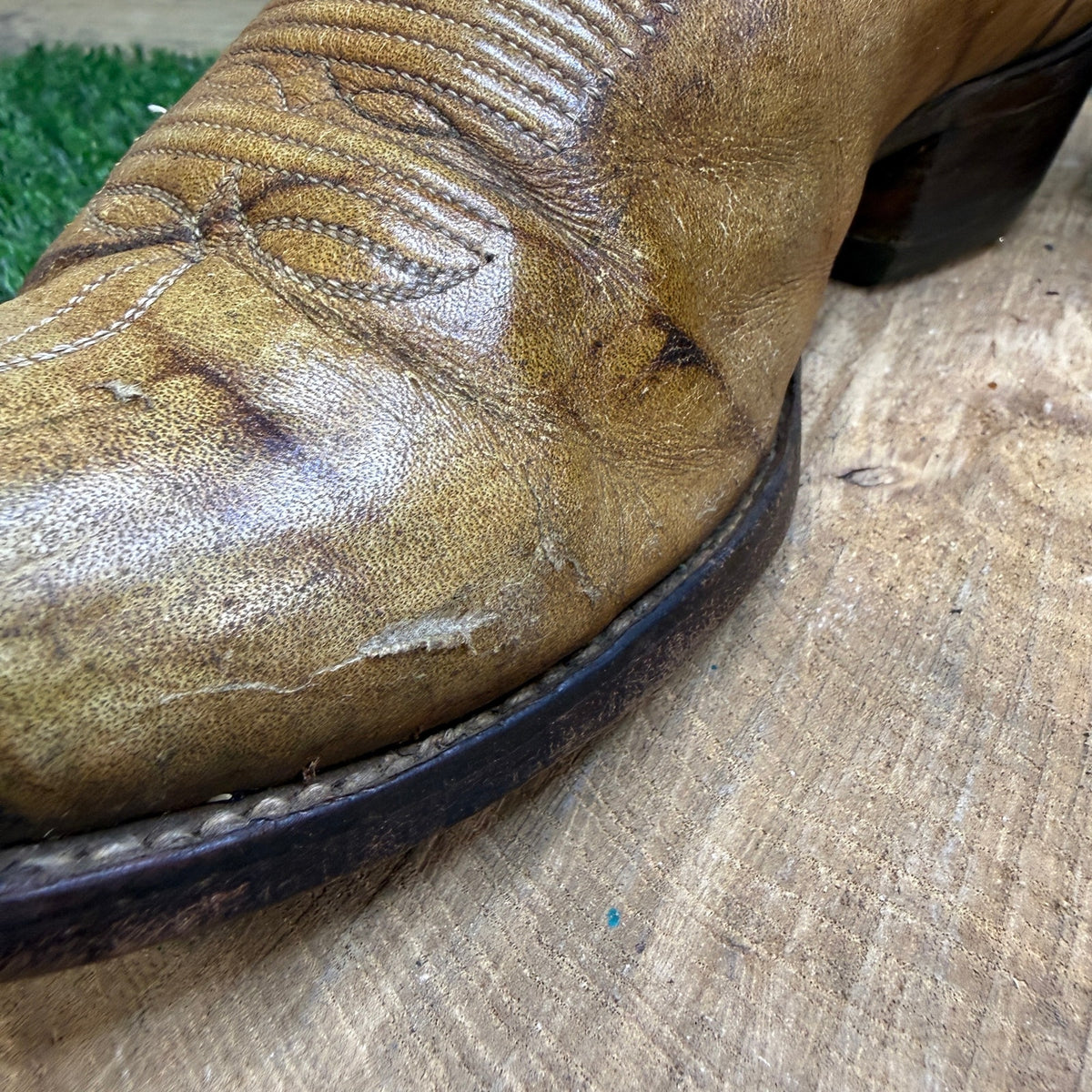 Tony Lama Men - Size 8D - Vintage Marbled Sand Embroidered Cowboy Boots Style L486