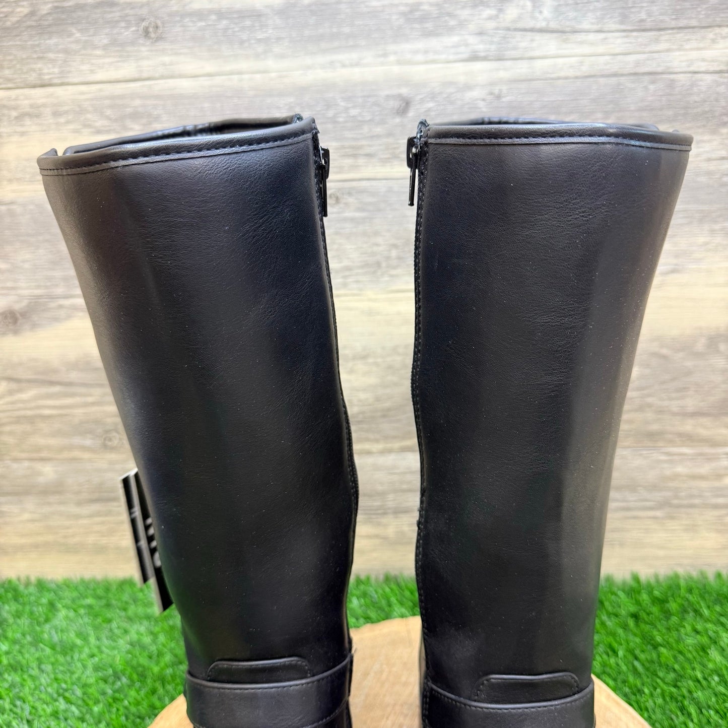 NEW Madden NYC Youth - Size 5 - Black Faux Leather Tall Fashion Moto Boots
