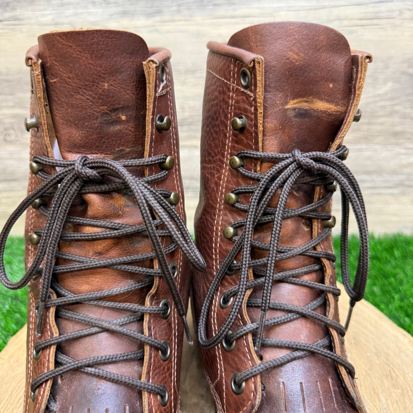 Boulet Women - Size 7C - Chocolate Lace Up Cowboy Boots Style 6124