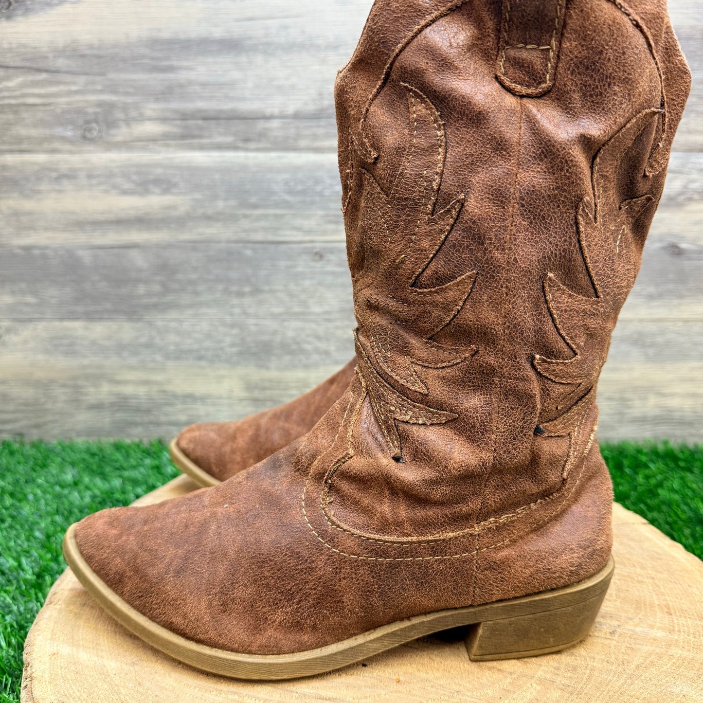 Rampage Women - Size 7M - Brown Faux Cowboy Boots Vikki 328319