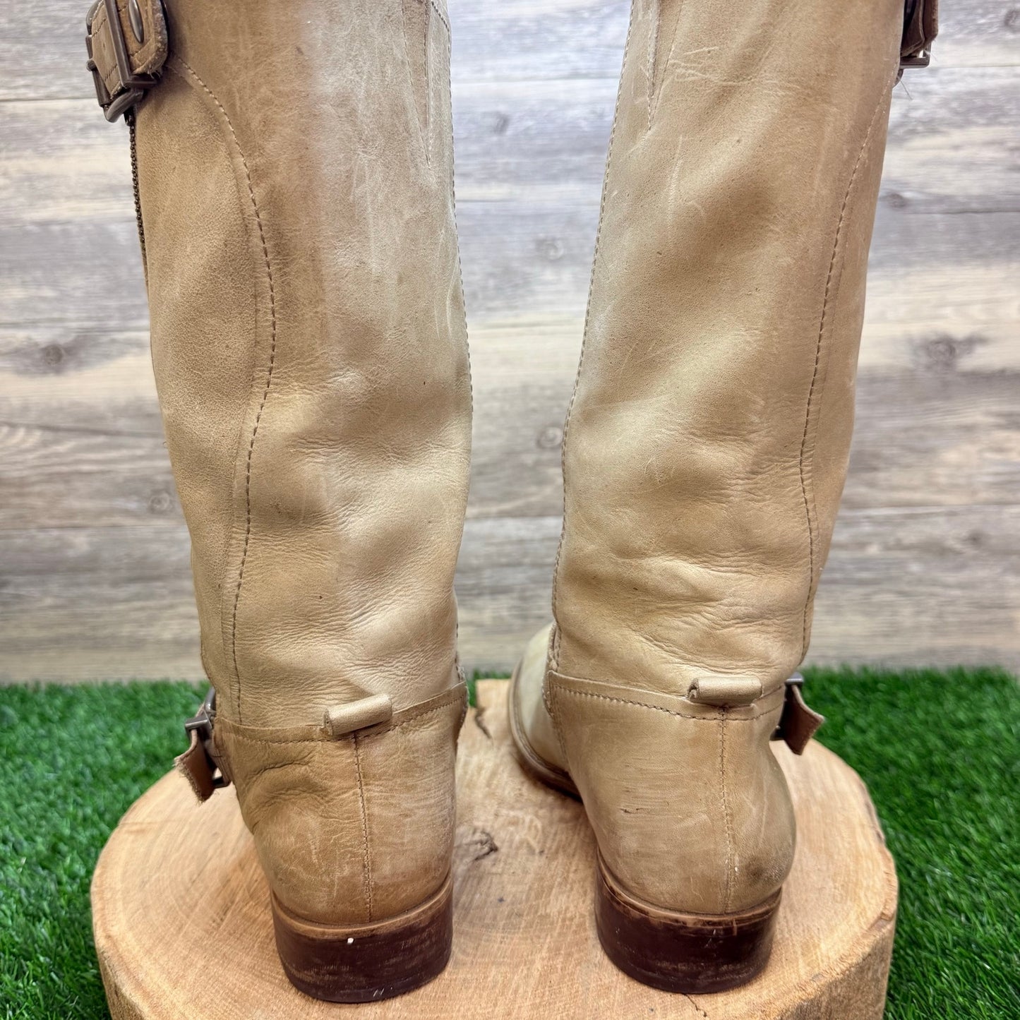 Gianni Bini Women - Size 9M - Sand Harness Buckle Zipper Moto Boots