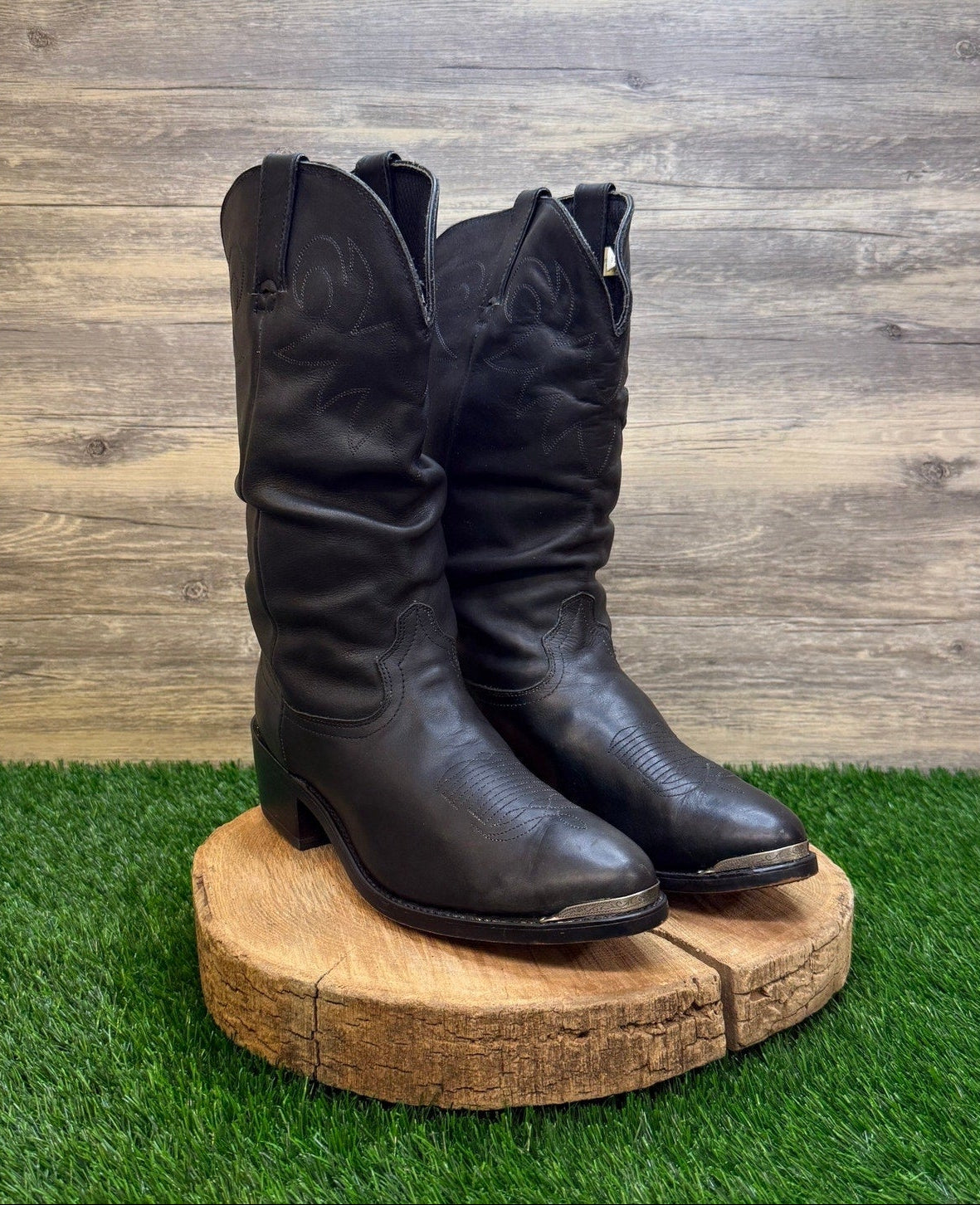 Durango Men - Size 10EE - Black Leather Slouch Western Cowboy Boots RD540