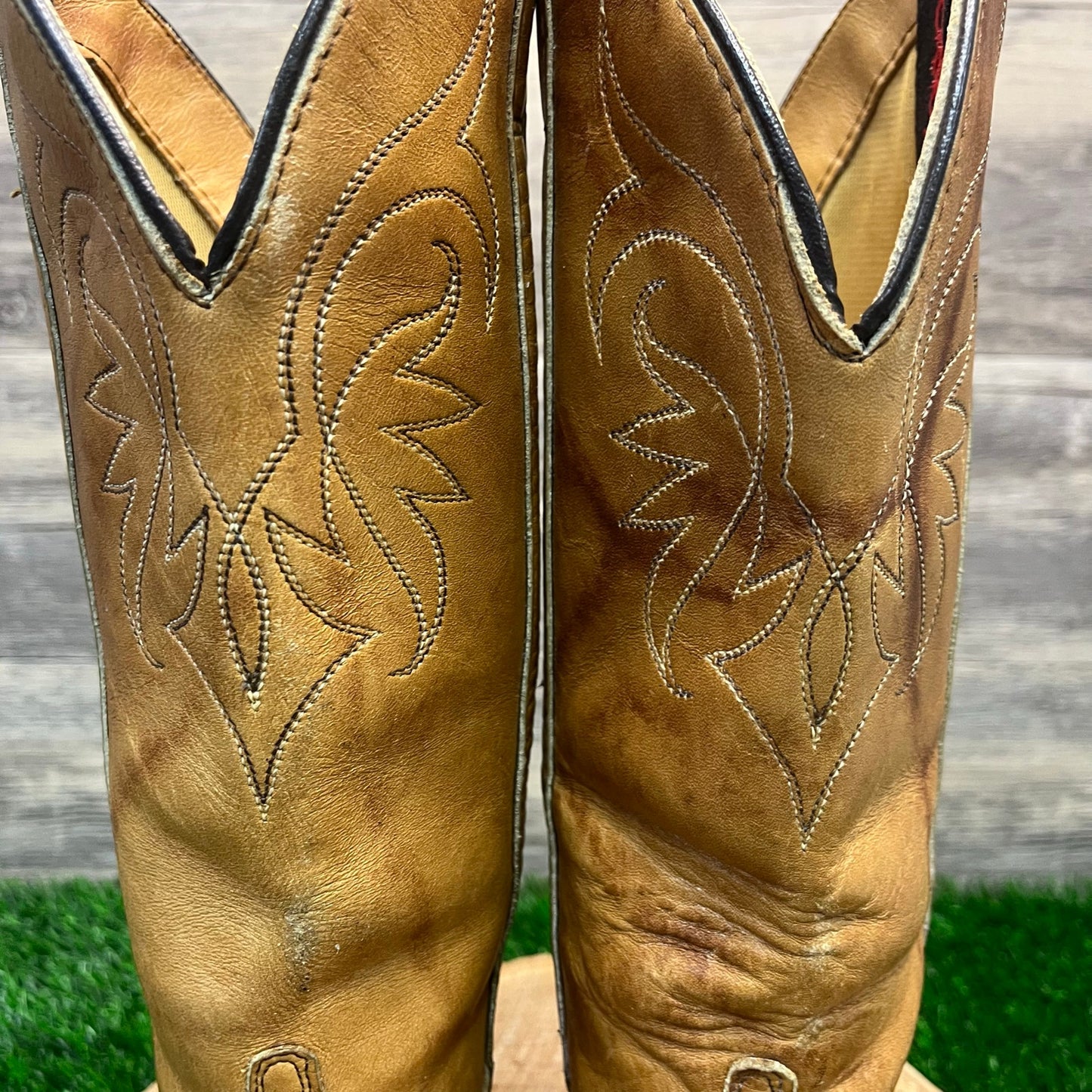 Dingo Women - Size 5 - Vintage Marbled Tan Cowboy Boots Style 334