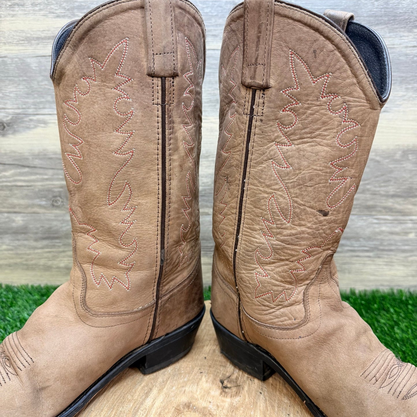 Old West Women - Size 9 - Tan Suede Western Cowboy Boots SCL7014