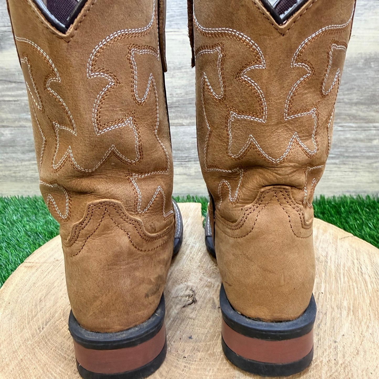 Roper Youth - Size 13 - Tan Suede Square Toe Cowboy Boots 1200BR