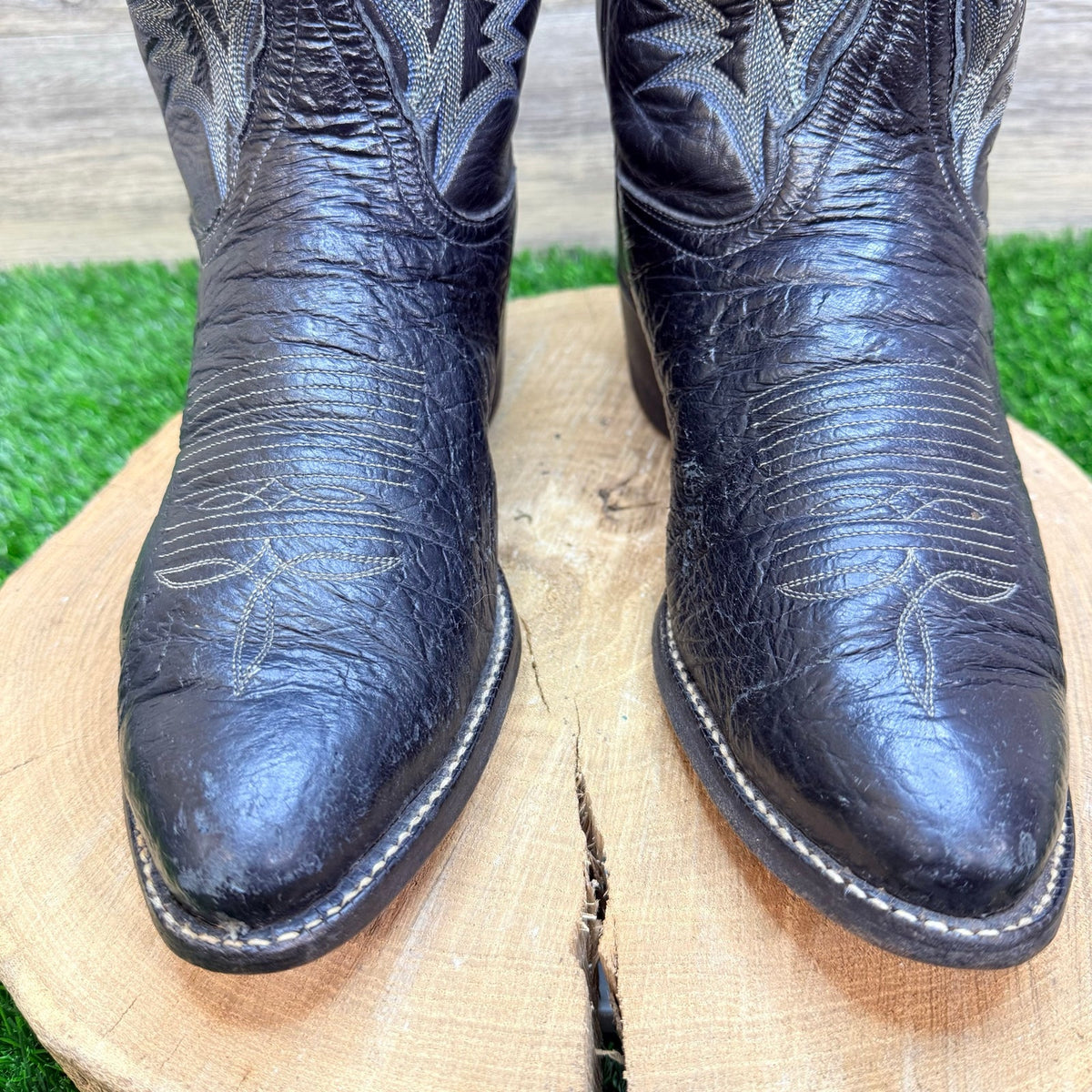 Tony Lama Men - Size 10D - Vintage Black Preban Elephant Skin Cowboy Boots 8612
