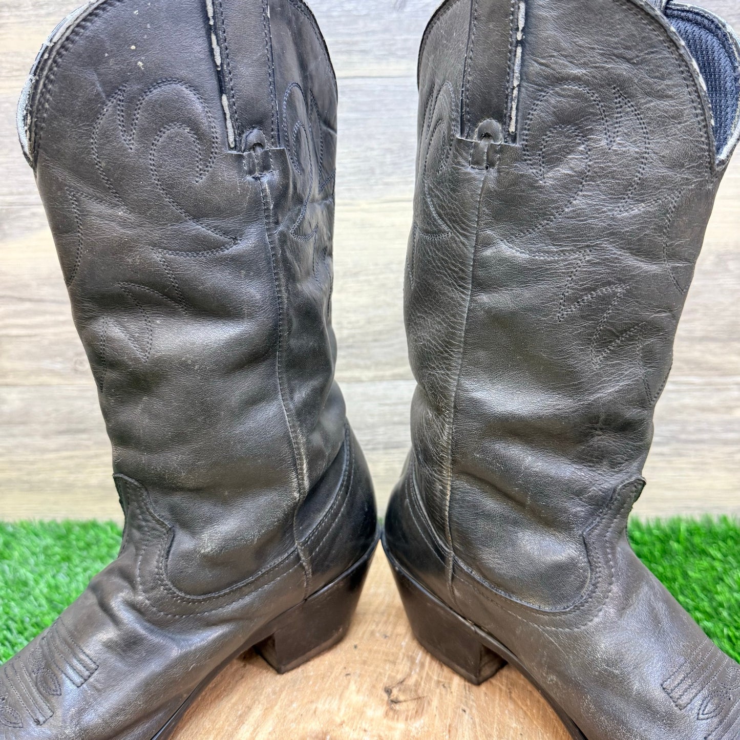 Durango Women - Size 7M - Vintage Black Toe Plate Western Cowboy Boots RP540