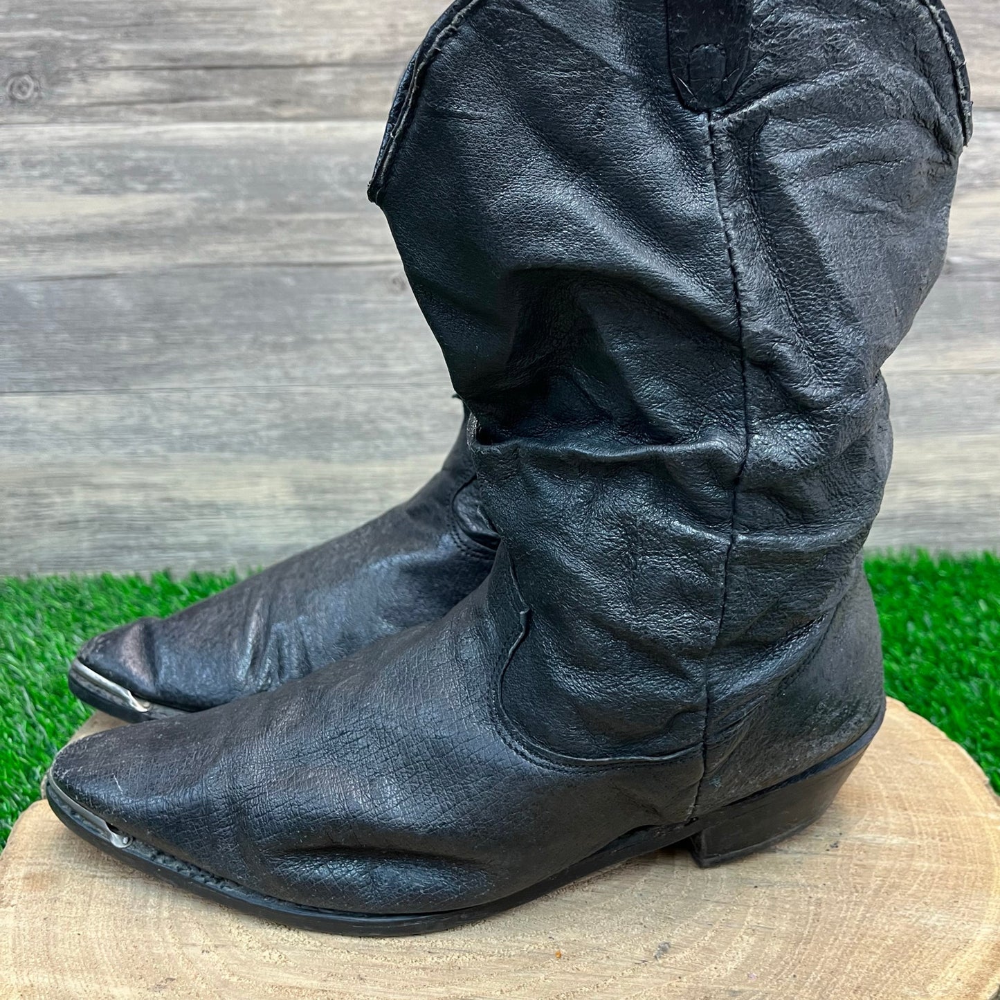 Dingo Women - Size 8.5M - Vintage Black Slouch Cowboy Boots Style 17310