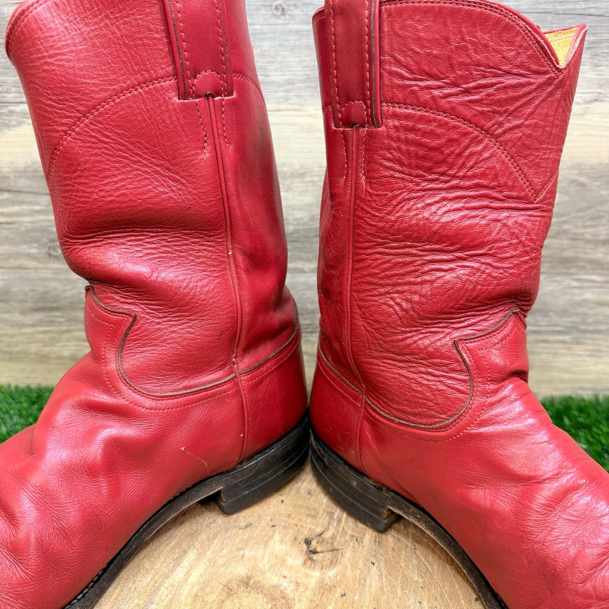 Justin Men - Size 9D - Vintage Red Roper Western Cowboy Boots 3035