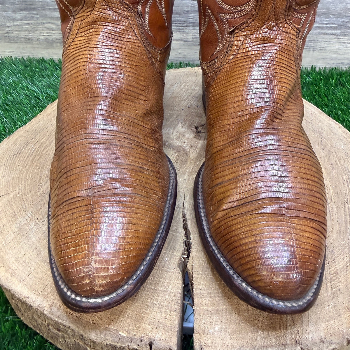 Dan Post Men - Size 9D - Vintage Golden Sand Lizard Western Cowboy Boots 77134